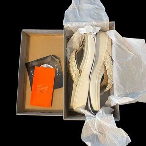 NIB Vionic Kenji Women's Toe-Post Platform Wedge Sandal Cream ZL729